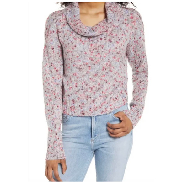 Nordstrom BP Blue Cashmere Nep Slouchy Confetti Cowl Neck Sweater in Medium NWT - Picture 1 of 9